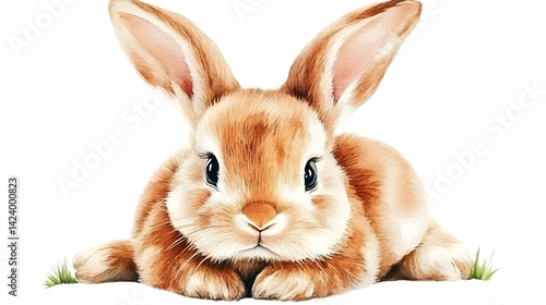 Illustration Of A Cute Brown Rabbit With Long Ears And Transparent Background