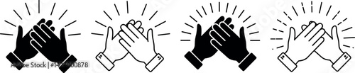 Applause flat and line icons set. Clapping hands symbol