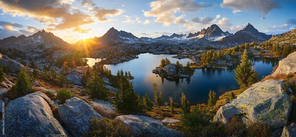 Obraz premium Mountain lake at sunrise (1)