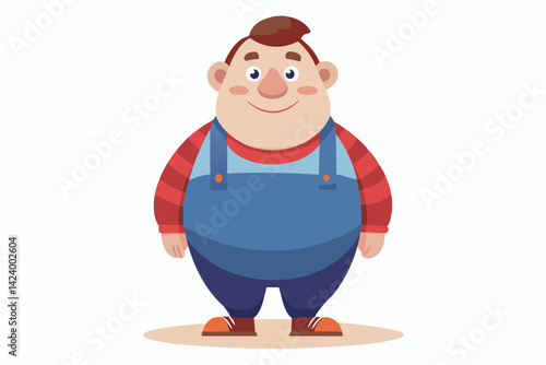 Caucasian Man Cartoon Character Smiling Full Body In Overalls Design