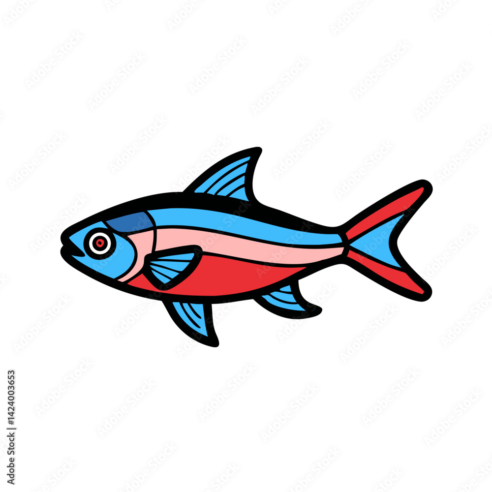 Fototapeta premium neon tetra fish icon, neon tetra fish vector illustration-simple illustration of neon tetra fish, perfect for neon tetra fish logos and icons