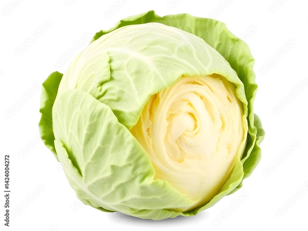 Fresh Whole Green Cabbage Isolated on White Background – High-Resolution Organic Vegetable Close-up for Healthy Food and Market Concept Fresh Whole Green Cabbage Isolated on White Background – High-Resolution Organic Vegetable Close-up for Healthy Food and Market Concept