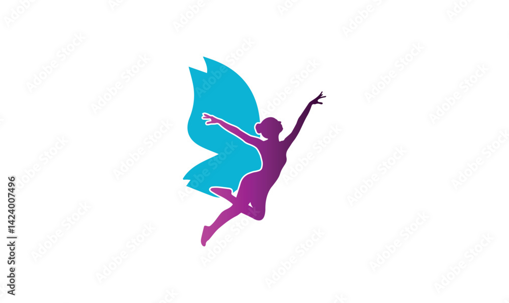Obraz premium FLYING WOMAN BUTTERFLY LOGO DESIGN