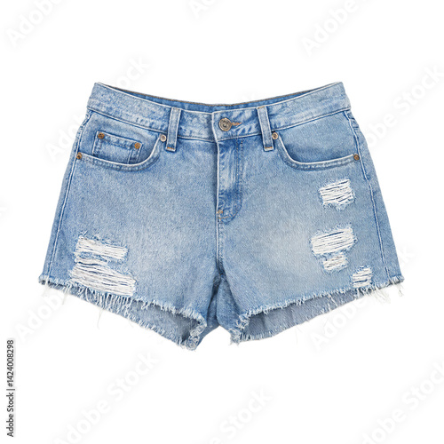 Obraz na płótnie Isolated light wash distressed denim cutoff shorts on white background w salonie