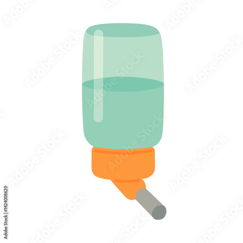 Cute hamster water bottle in cartoon flat style. Bright colors, simple design, isolated clipart.
