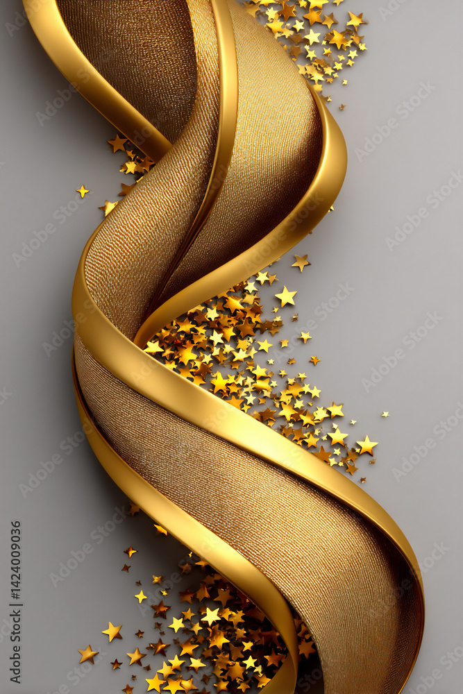 Fototapeta premium golden metallic confetti frame,