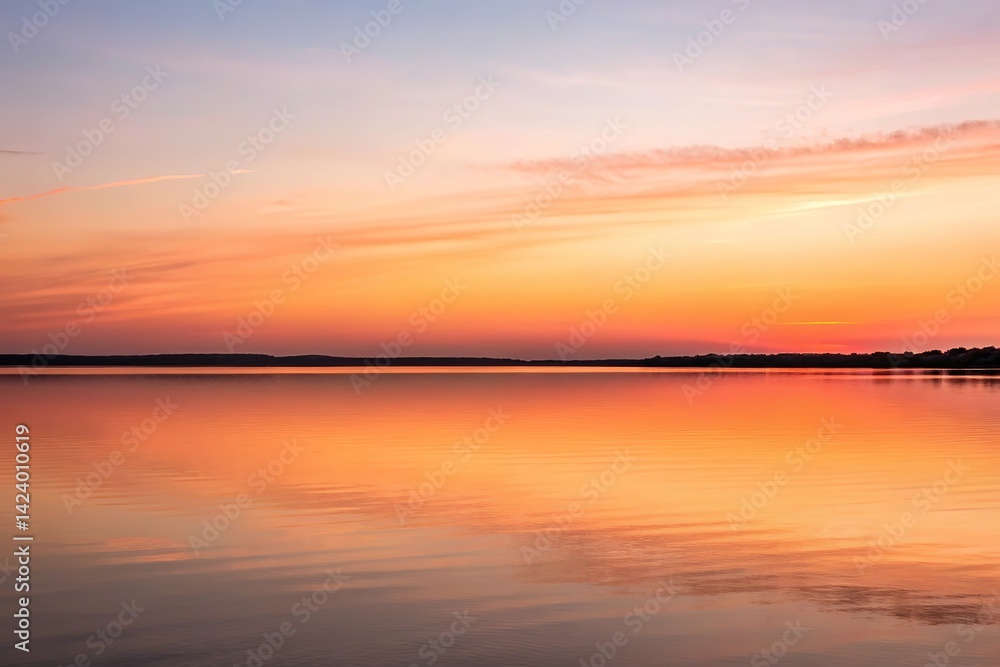 Naklejka premium Tranquil Sunset Over Lake