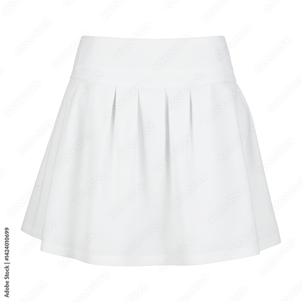 Isolated white pleated tennis skirt exuding a sporty vibe