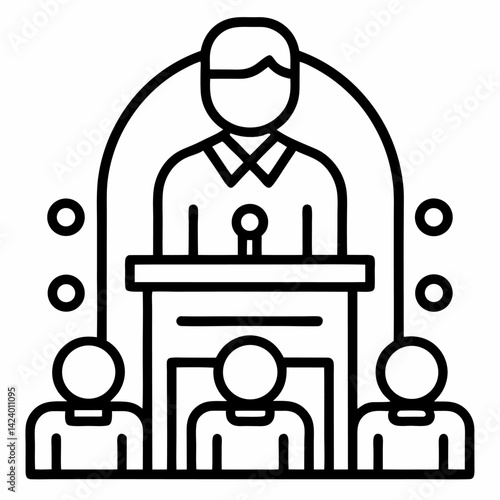 Public Speaking, podium speech line icon set. conference sign. vector illustration on white background