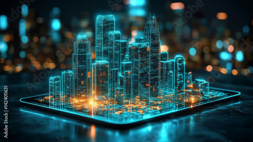 Digital Twin Cityscape on Tablet