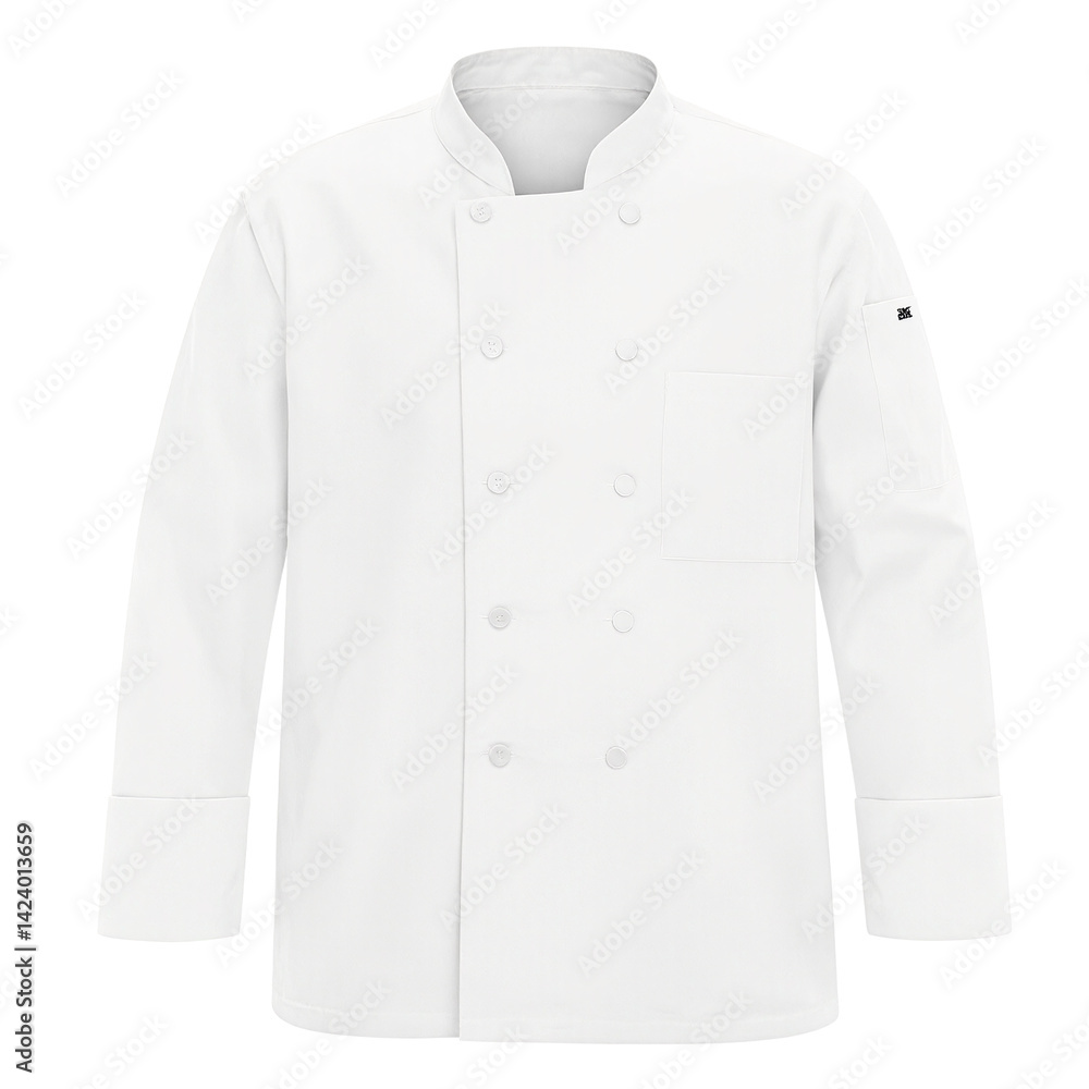 Isolated white double breasted chefs coat for professional culinary themes