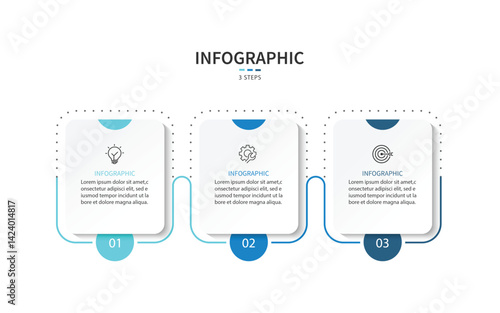 Business infographic template. 3 Step timeline journey. Process diagram, Infographic elements vector illustration.