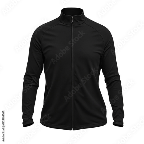Obraz na płótnie Isolated black zip up athletic jacket on white background w salonie