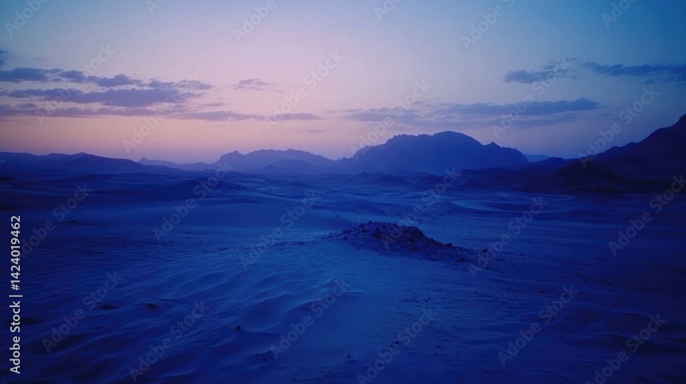 Fototapeta premium Serene Desert Sunset: A Breathtaking View of Dusk in the Dunes