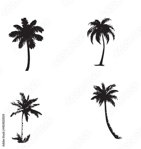 set of vector palms