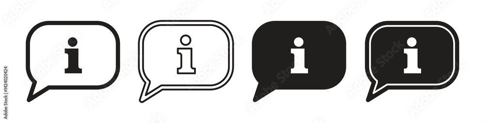 Set of vector information icons for web or app with line and silhouette style on white background. info or notification sign. Vector illustration Set of vector information icons for web or app with line and silhouette style on white background. info or notification sign. Vector illustration