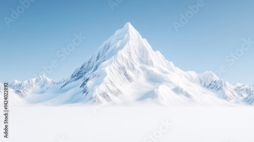 Wallpaper Mural Majestic snow-capped mountain peak rising above a sea of clouds, a serene winter landscape. Torontodigital.ca