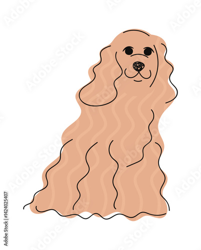 Longhaired spaniel hand drawn dog