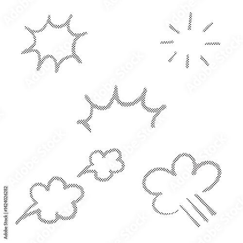 ドット柄のシンプルなアメコミ風漫符セット Adobe Illustrator Artwork