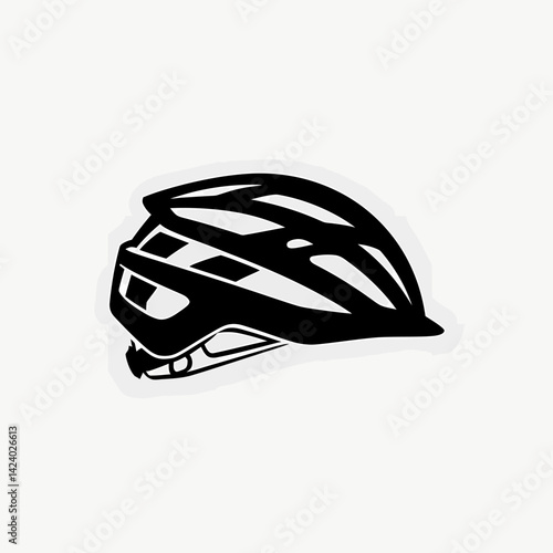Black and White Bicycle Helmet Graphic: Minimalist Cycling Safety Icon