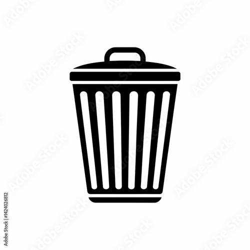 Black Silhouette Waste Container, Bin for Garbage, Rubbish