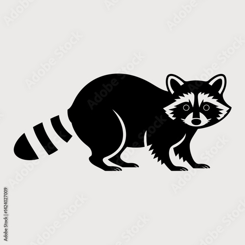 Graphic Raccoon Illustration: Simple Black Vector Design