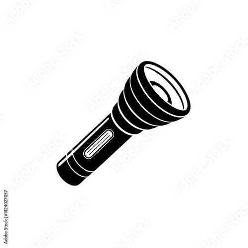 Black and White Flashlight Vector Illustration on White