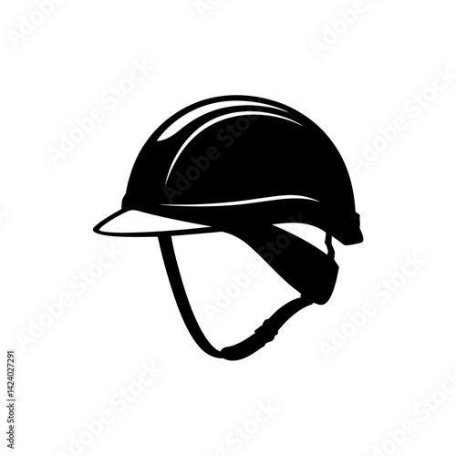Black Equestrian Helmet Isolated on White Background - Safety Gear