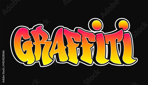 Dynamic graffiti art spells out graffiti in vibrant, eye-catching colors on a black backdrop.