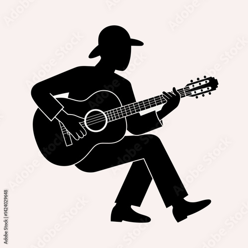 Silhouette of Man Playing Guitar: Acoustic Music, Musician, Performance