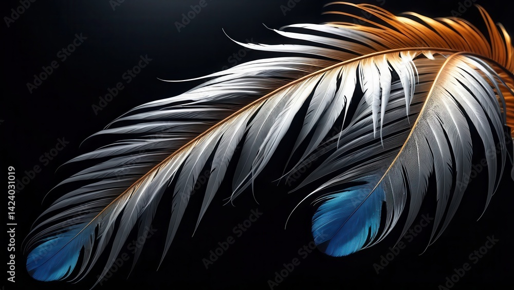 Fototapeta premium Two feathers, colorful and elegant