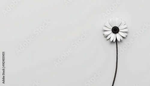 Wallpaper Mural Single white flower on light gray background Torontodigital.ca