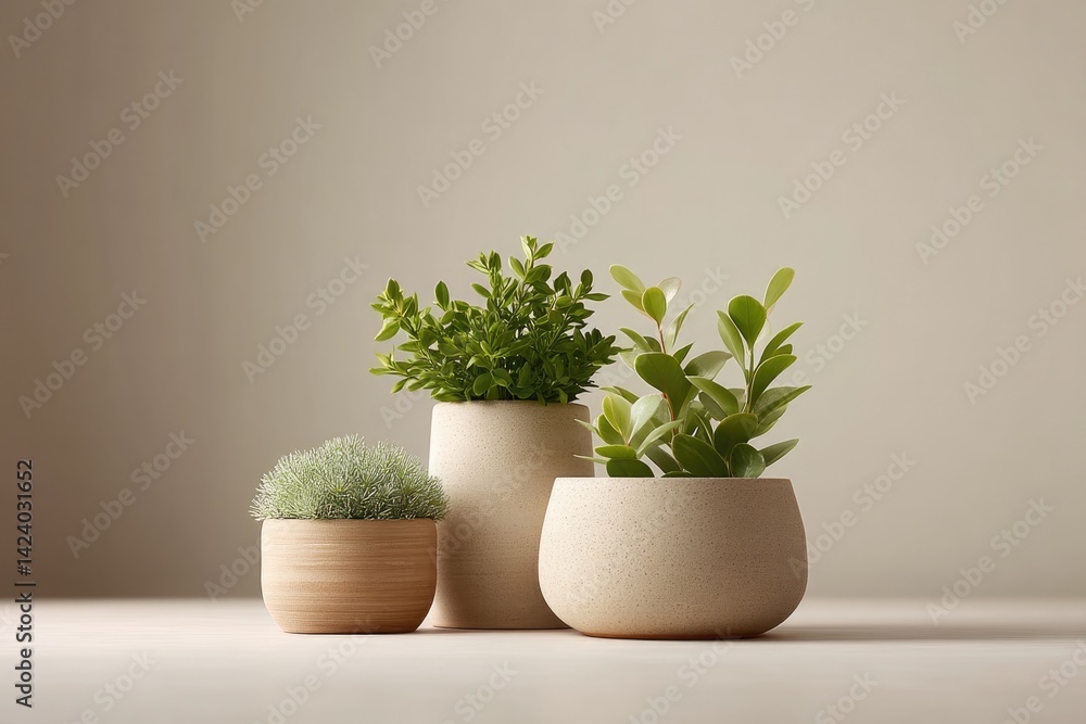 Fototapeta premium serene interior room featuring variety of indoor plants showcasing their unique textures and forms