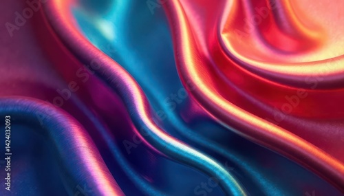 Wallpaper Mural Intricate folds of colorful metallic foil Modern digital abstract backdrop , light, digital, art Torontodigital.ca