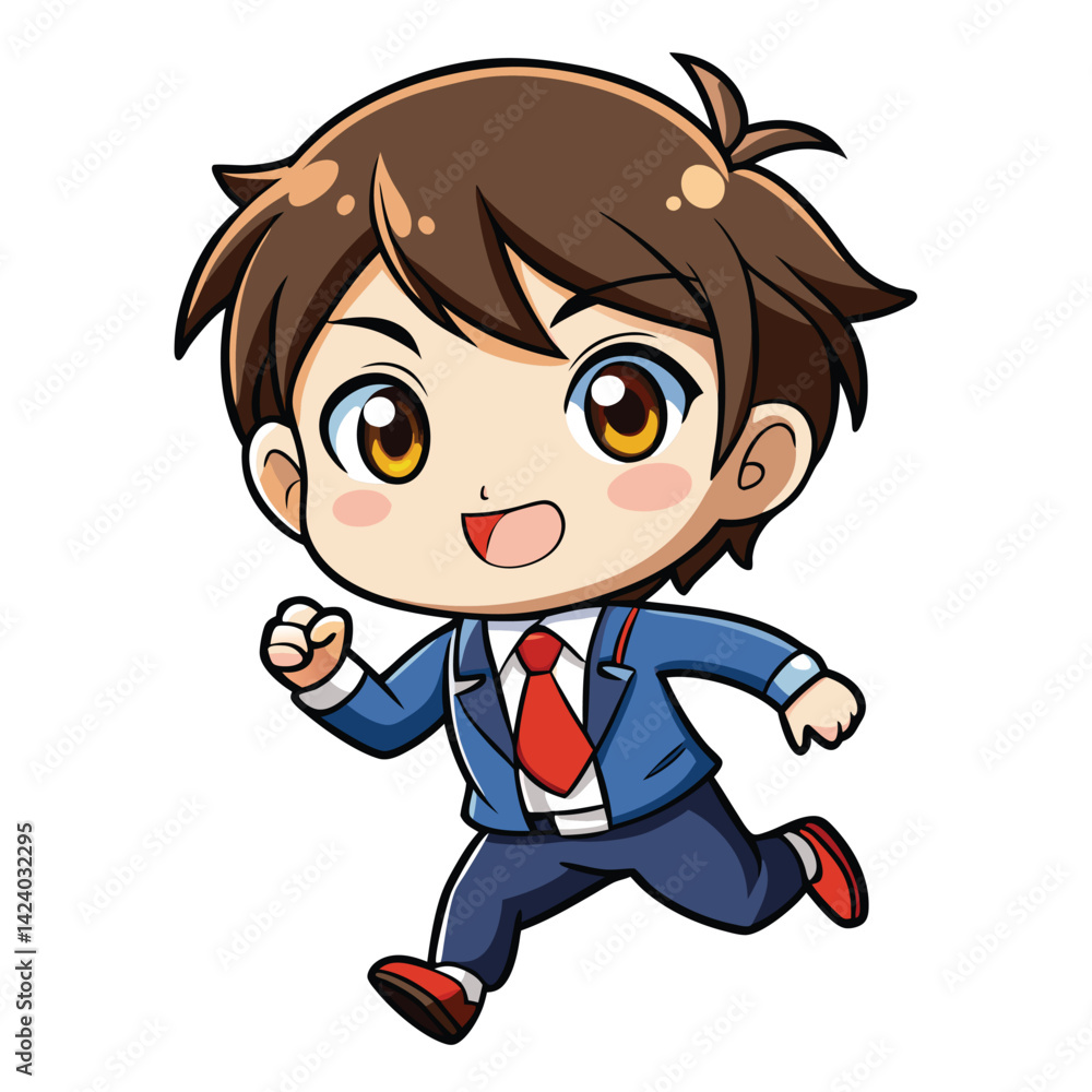 Cute cartoon boy running in school uniform (1) Cute cartoon boy running in school uniform (1)