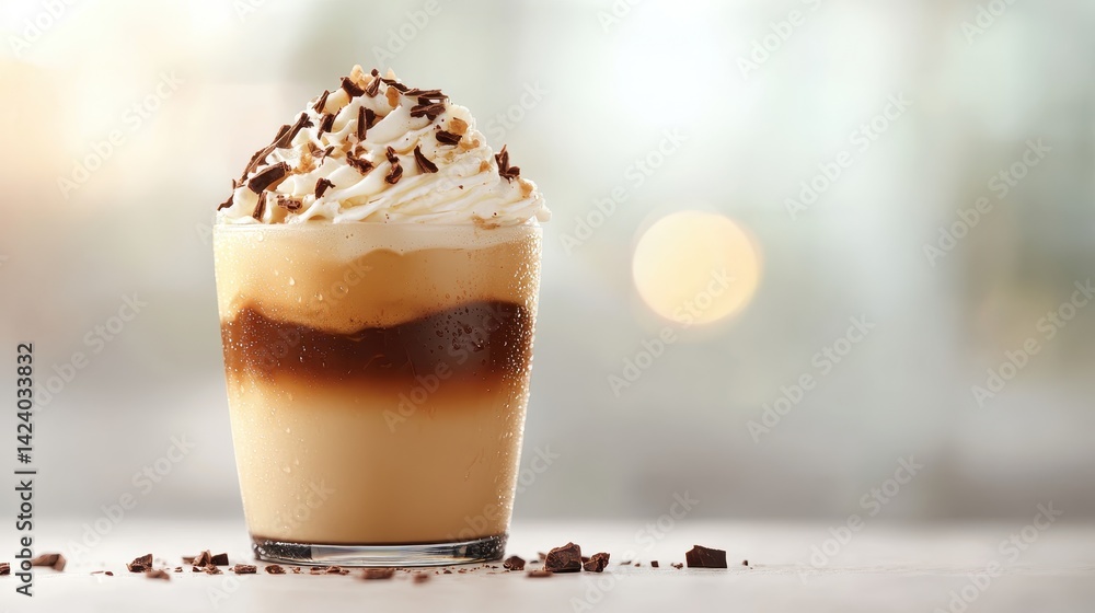 This delicious layered chocolate beverage topped with whipped cream and chocolate shavings offers a tempting visual treat that delights both the eyes and the palate. This delicious layered chocolate beverage topped with whipped cream and chocolate shavings offers a tempting visual treat that delights both the eyes and the palate.