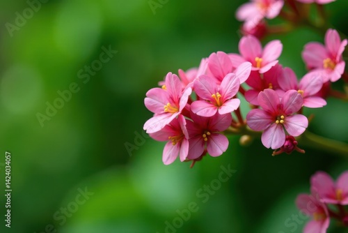 Pink Rhus typhina flowers against green foliage, shallow depth of field , nature, macro