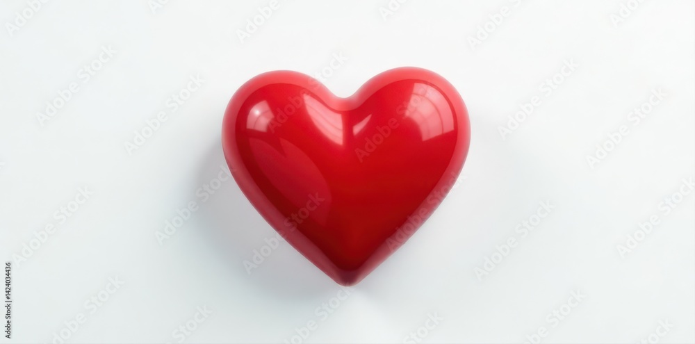 Fototapeta premium Realistic red heart on plain white background, blood, red, visual