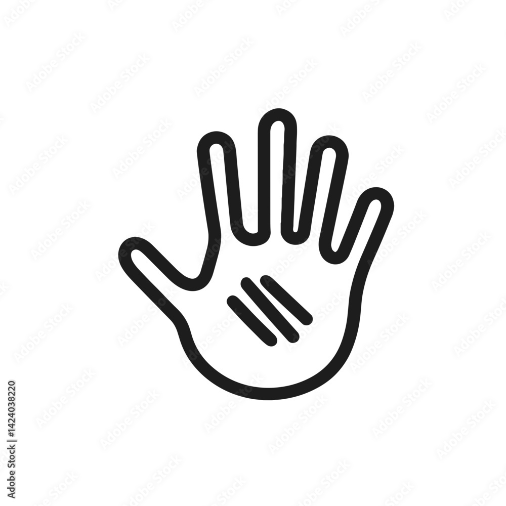 Minimalist Handprint Icon on Transparent Background Minimalist Handprint Icon on Transparent Background