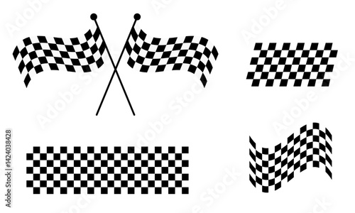Racing flag vector icon on white background. Checkered flag. start and finish crossed flag. Racing flag.	
