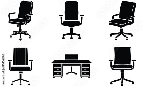 Set of different office chairs vector illustrations  design