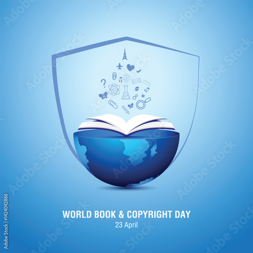 Vector illustration of World Book and Copyright Day social media feed template.