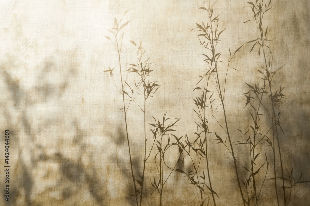 Fototapeta premium The Beautiful and Elegant Silhouette of Delicate Plants Set Against a Soft Earthy Background