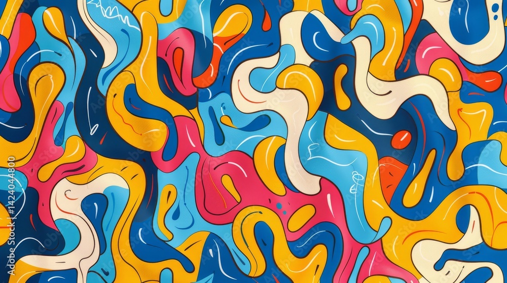 custom made wallpaper toronto digitalFun colorful line doodle seamless pattern. Creative abstract style art symbol background for children or celebration design with basic shapes. Simple childish scribble wallpaper print.