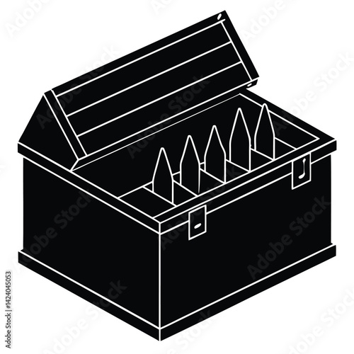 isolated Black vector ammunition box on white background 