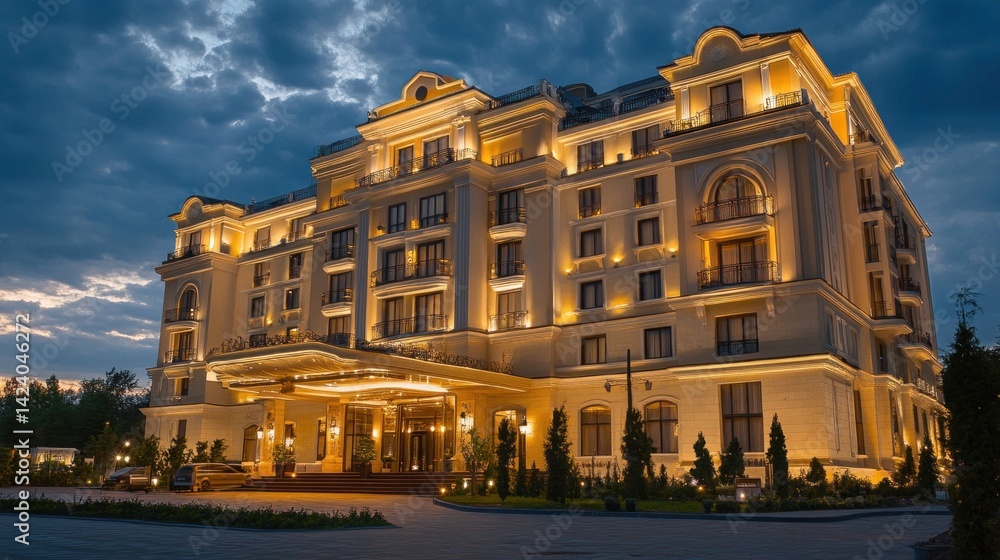 Naklejka premium Magnificent Grand Hotel at Dusk