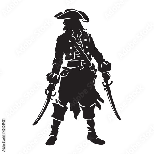 Swashbuckling Pirate simple minimal black silhouette