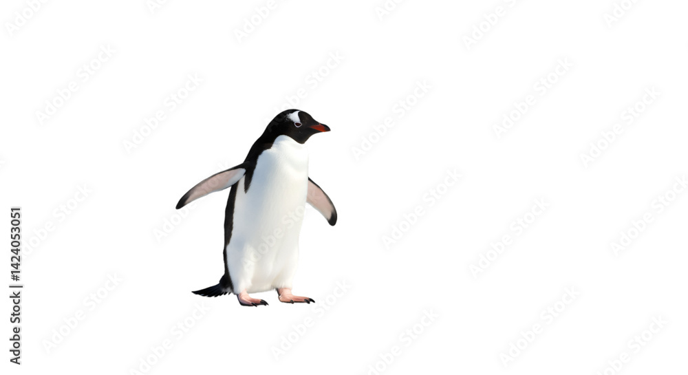 Obraz premium Single penguin black background