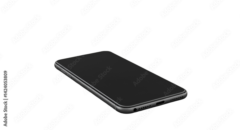 Sleek dark gray smartphone on black background Sleek dark gray smartphone on black background