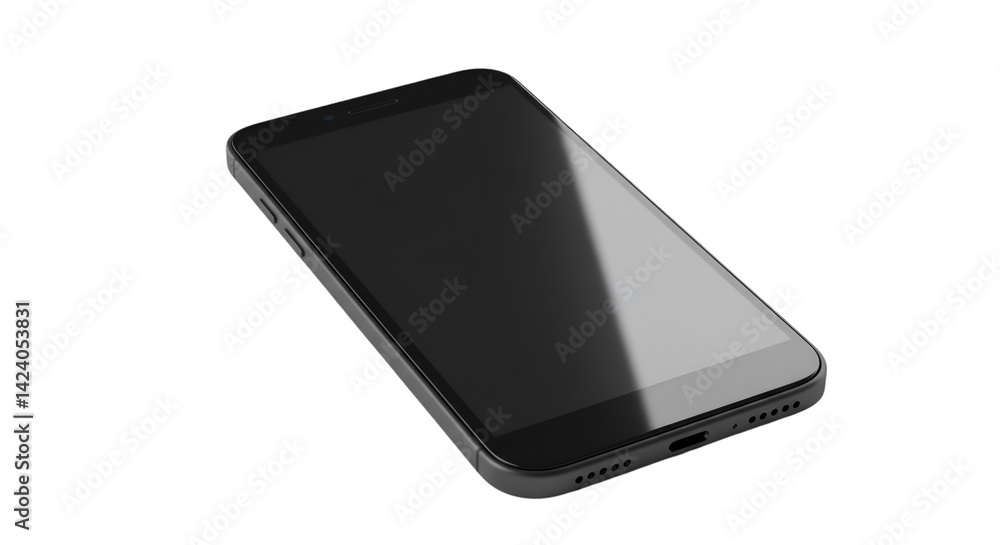 Sleek dark gray smartphone on black Sleek dark gray smartphone on black